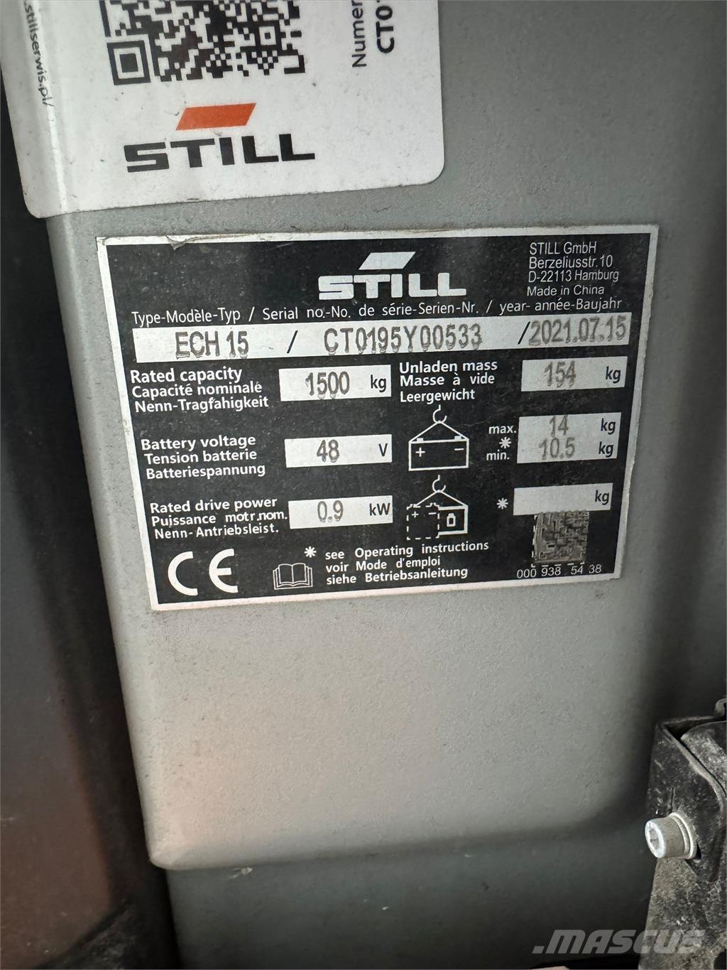 Still ECH 15 Ручные штабелёры с электроподъёмом