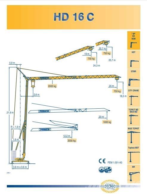 Potain HD 16 C Монтажный кран