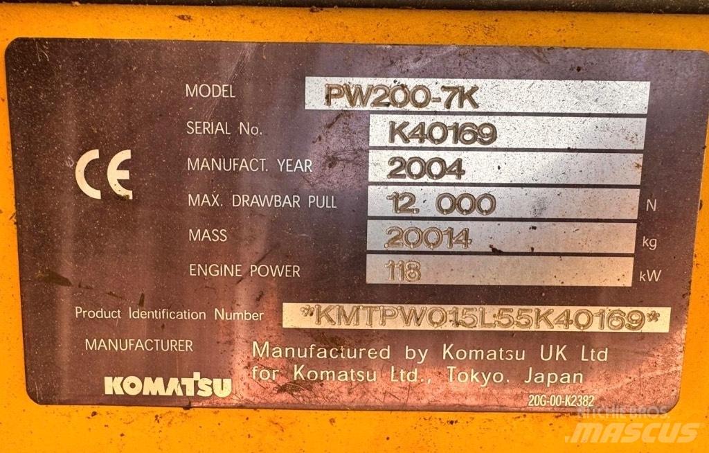 Komatsu PW 200-7K Колёсные экскаваторы