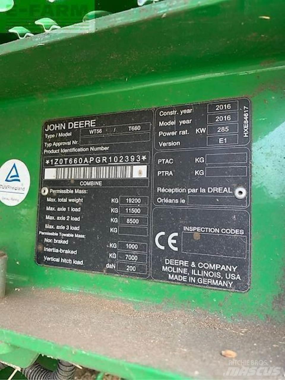 John Deere t660 Зерноуборочные комбайны