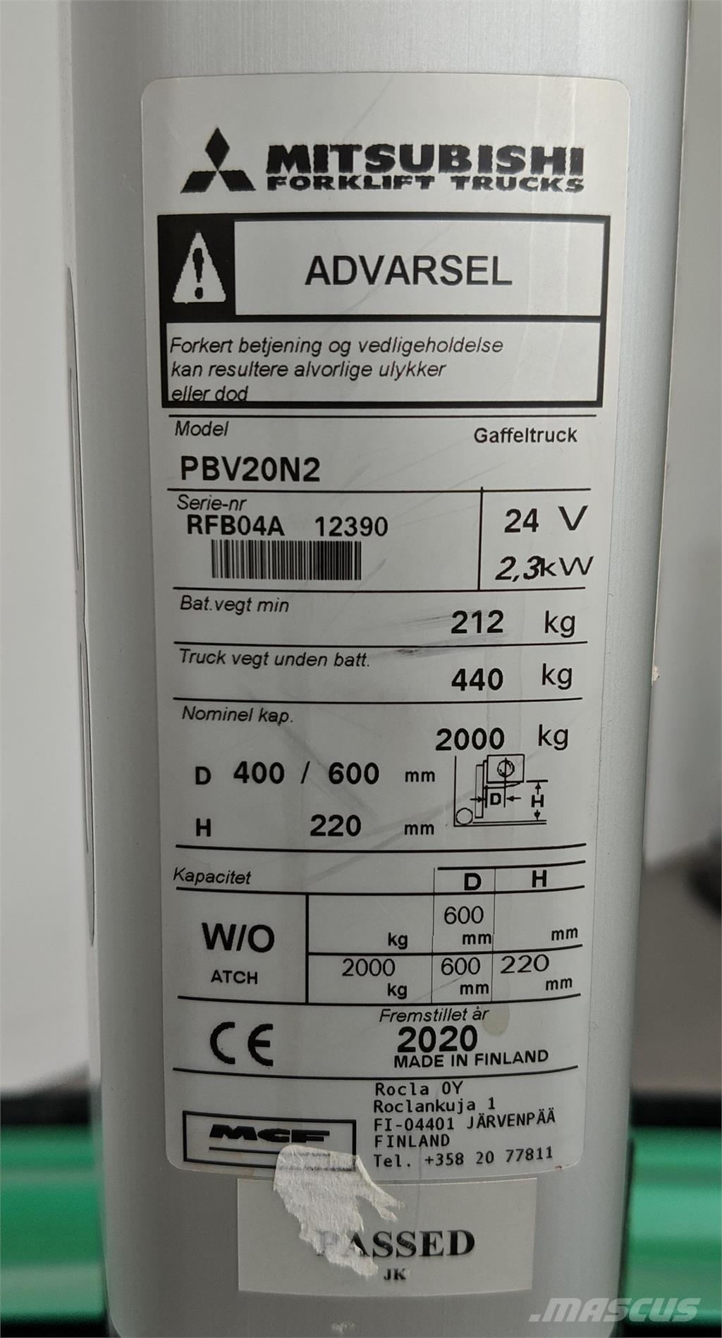 Mitsubishi PBV20N2 Электрокары