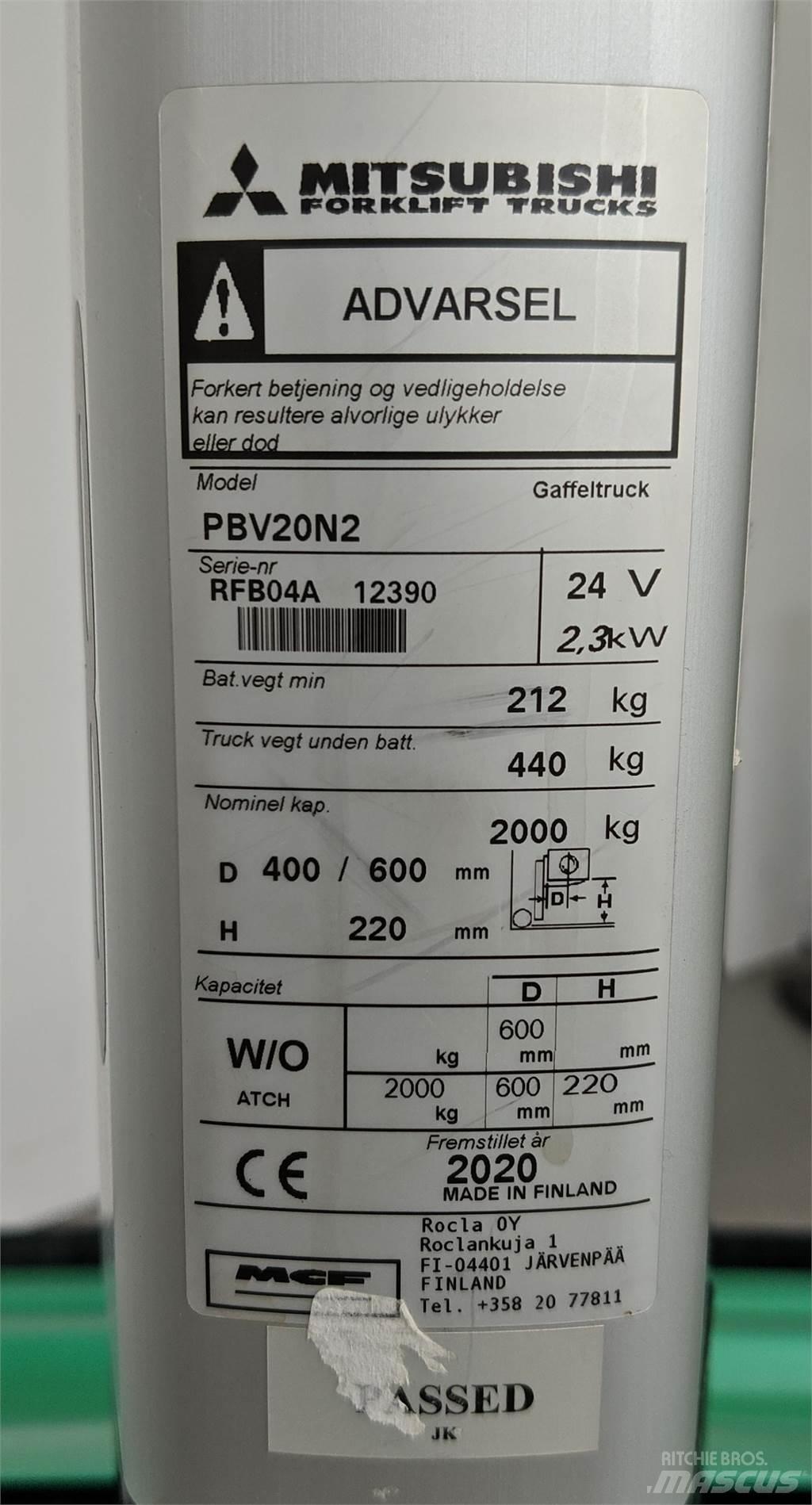 Mitsubishi PBV20N2 Другие складские механизмы