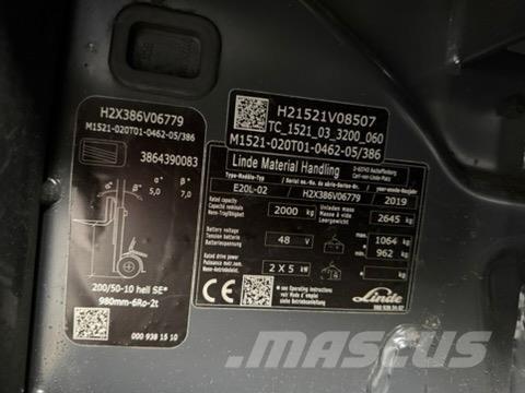 Linde E20L-02 Электропогрузчики