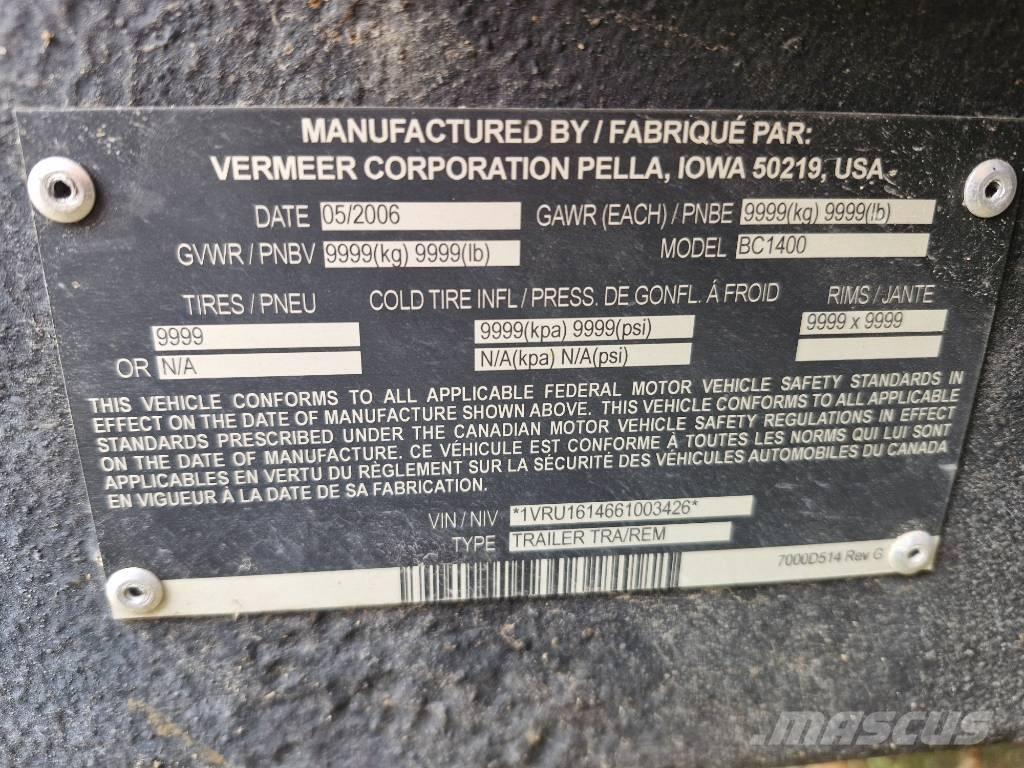 Vermeer BC1400 Дробилки древесины