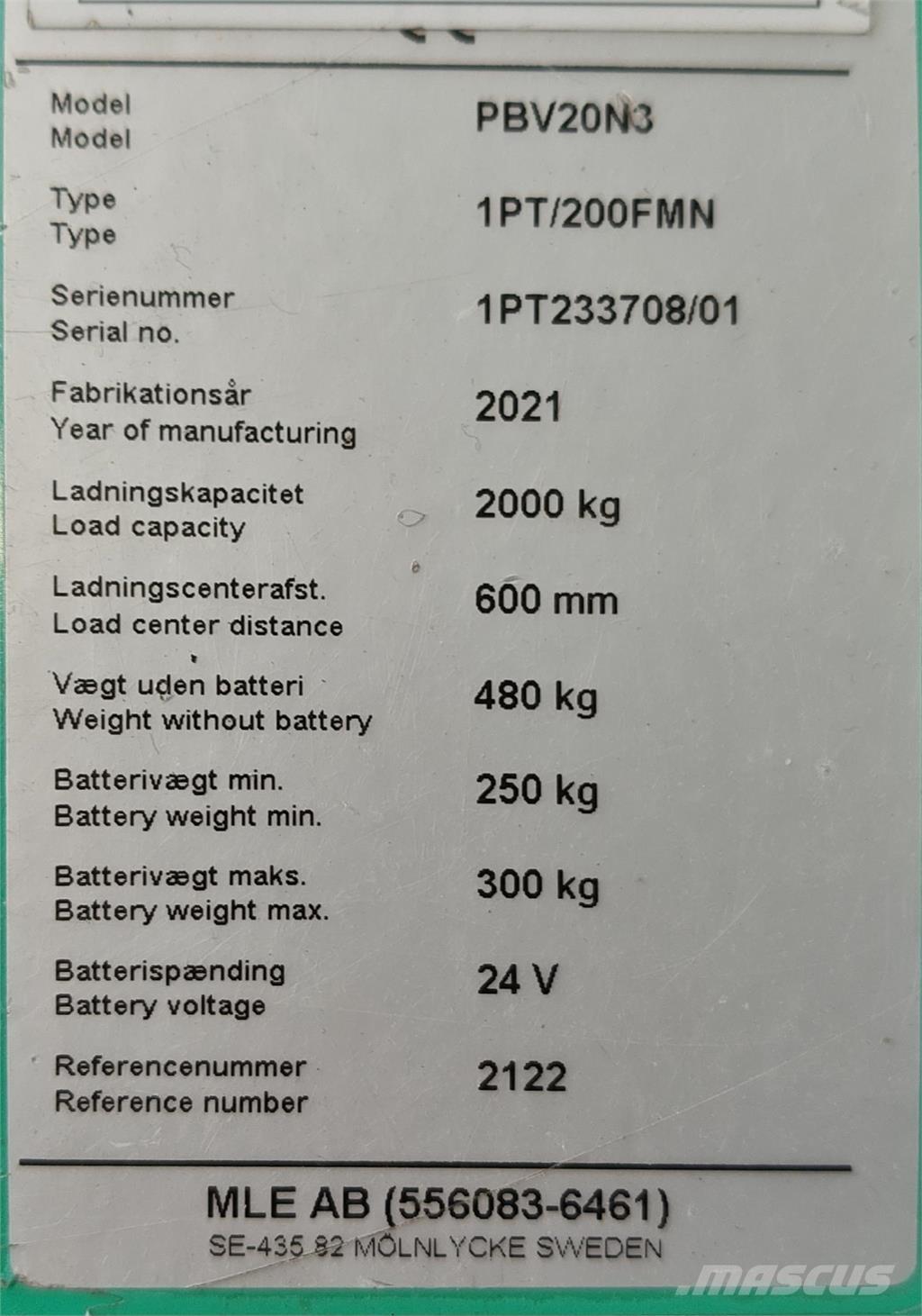 Mitsubishi PBV20N3 Электрокары
