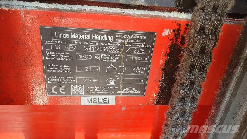 Linde L16AP Ручные штабелёры с электроподъёмом