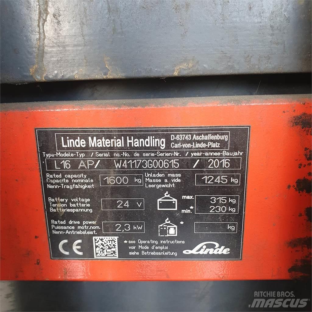 Linde L16AP Ручные штабелёры с электроподъёмом