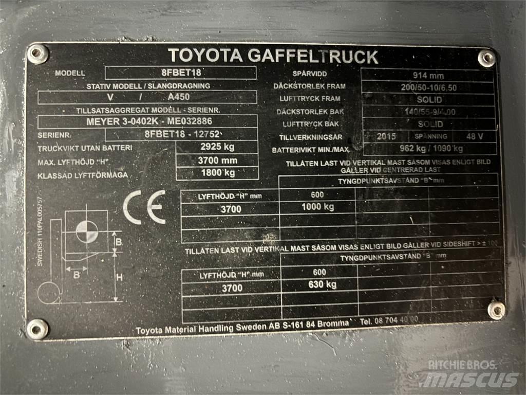 Toyota 8FBET18 Электропогрузчики