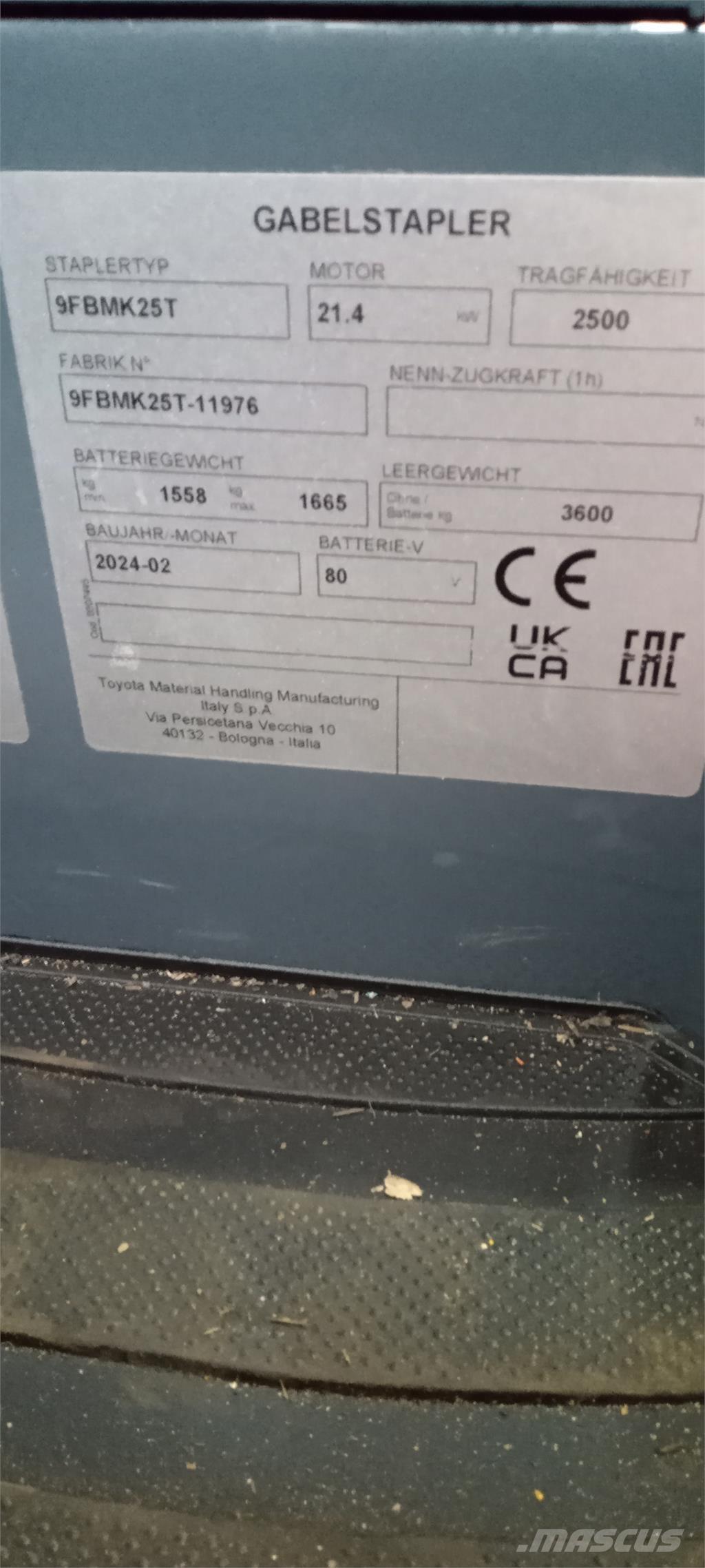 Toyota 9FBMK25T Электропогрузчики