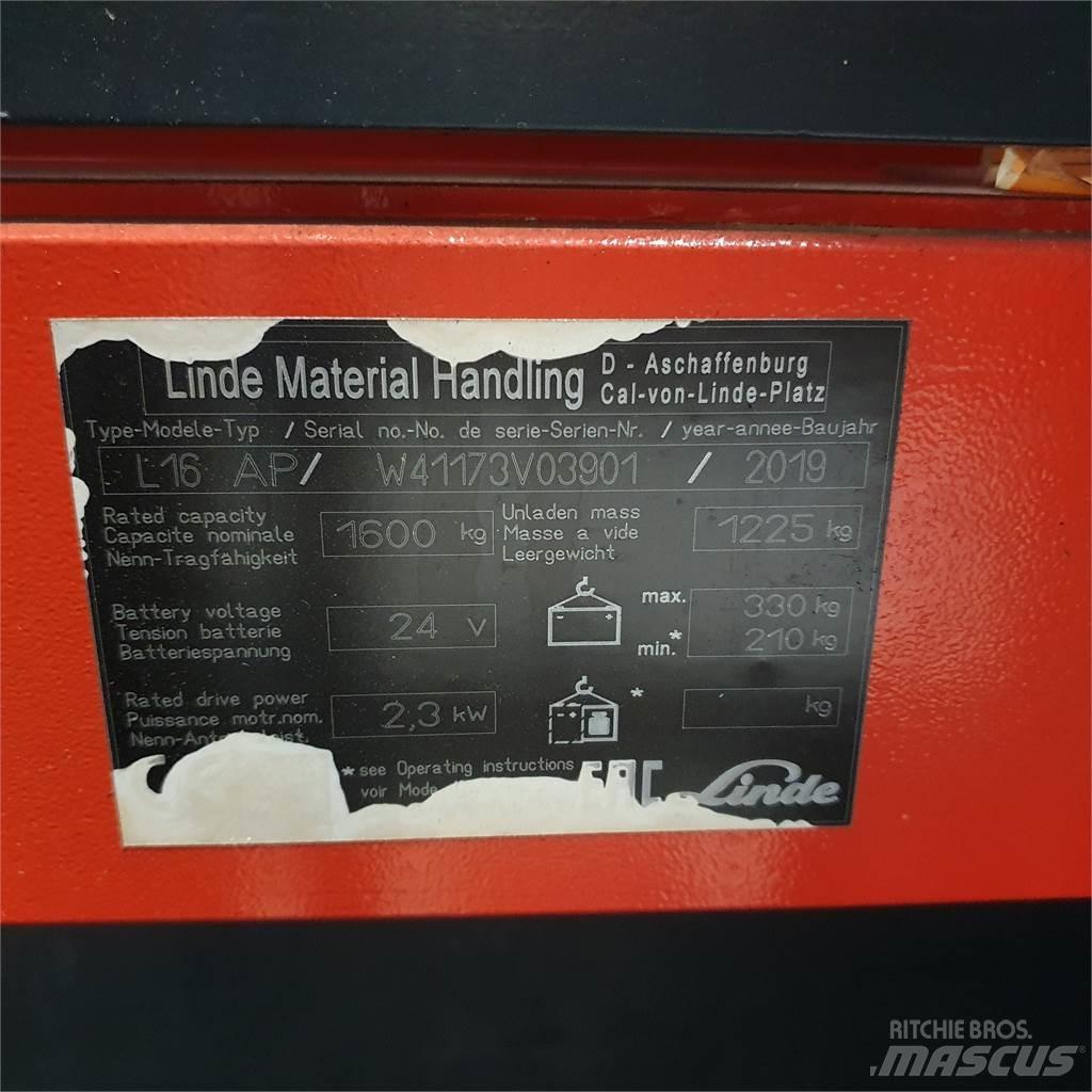 Linde L16APi Ручные штабелёры с электроподъёмом
