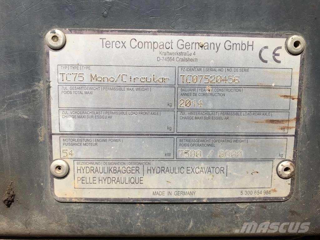 Terex TC 75 (Circular) Малые экскаваторы 7т-12т