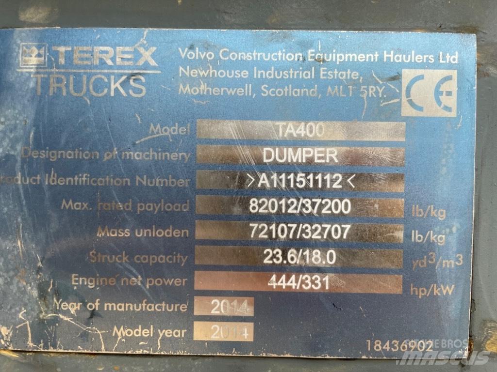 Terex TA 400 Шарнирно-сочленённые самосвалы