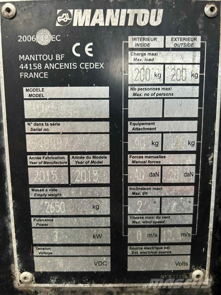 Manitou 100 VJR Вертикальные мачтовые подъемники