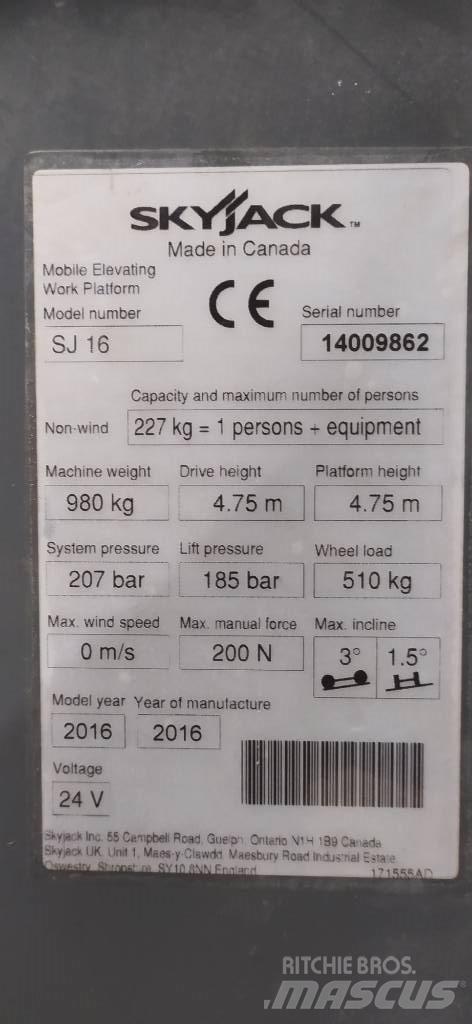 SkyJack SJ 16 Вертикальные мачтовые подъемники