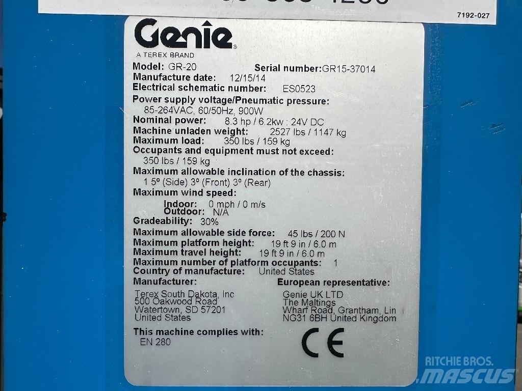 Genie GR 20 Вертикальные мачтовые подъемники