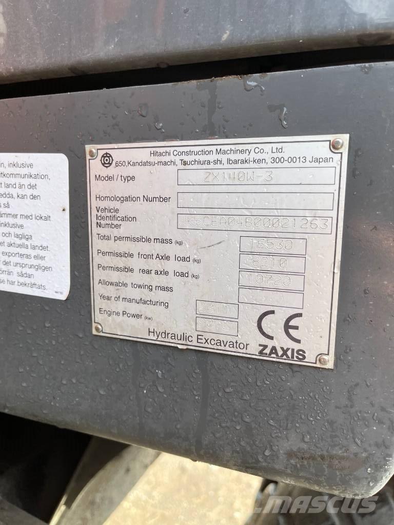 Hitachi ZX140W-3 Колёсные экскаваторы