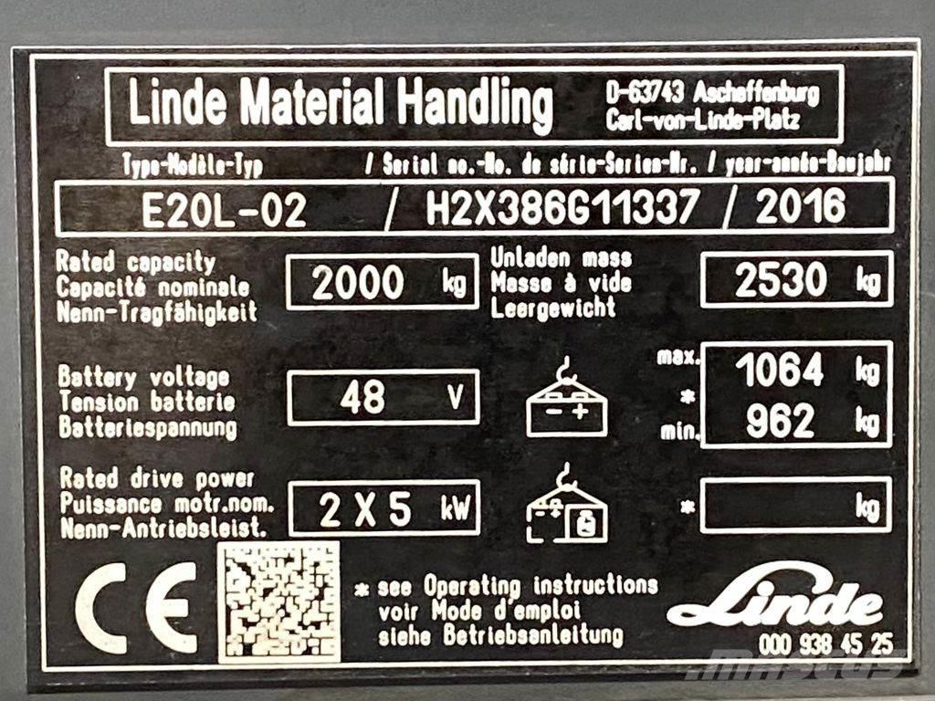 Linde E20L Электропогрузчики