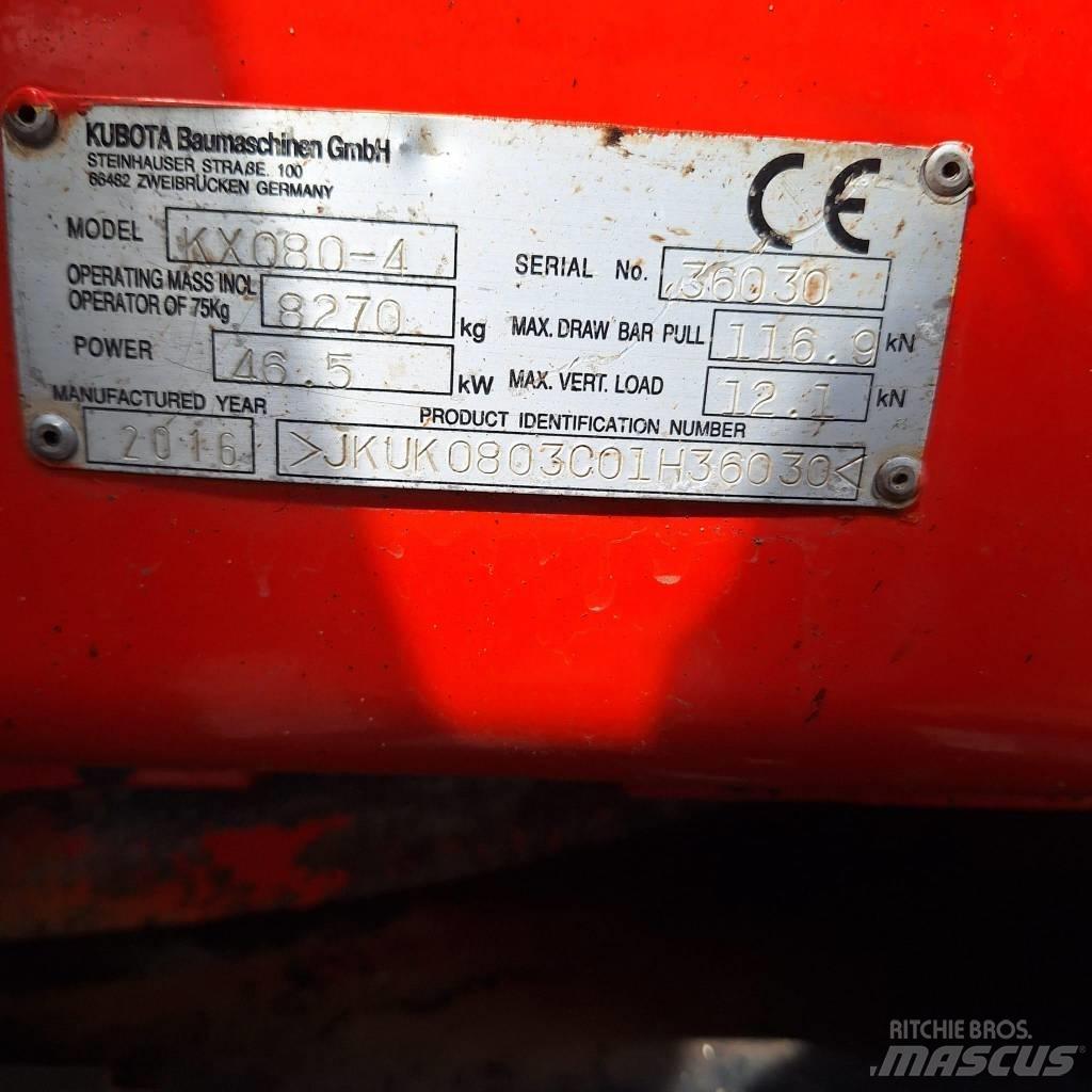Kubota KX080-4 Малые экскаваторы 7т-12т