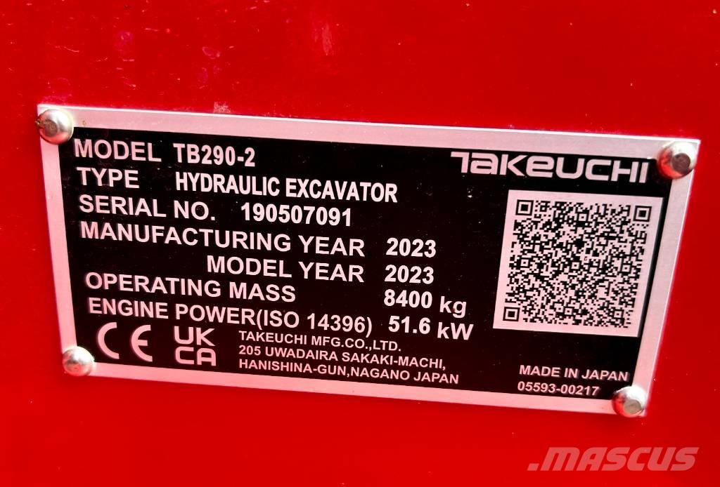 Takeuchi TB 290-2 CV Малые экскаваторы 7т-12т