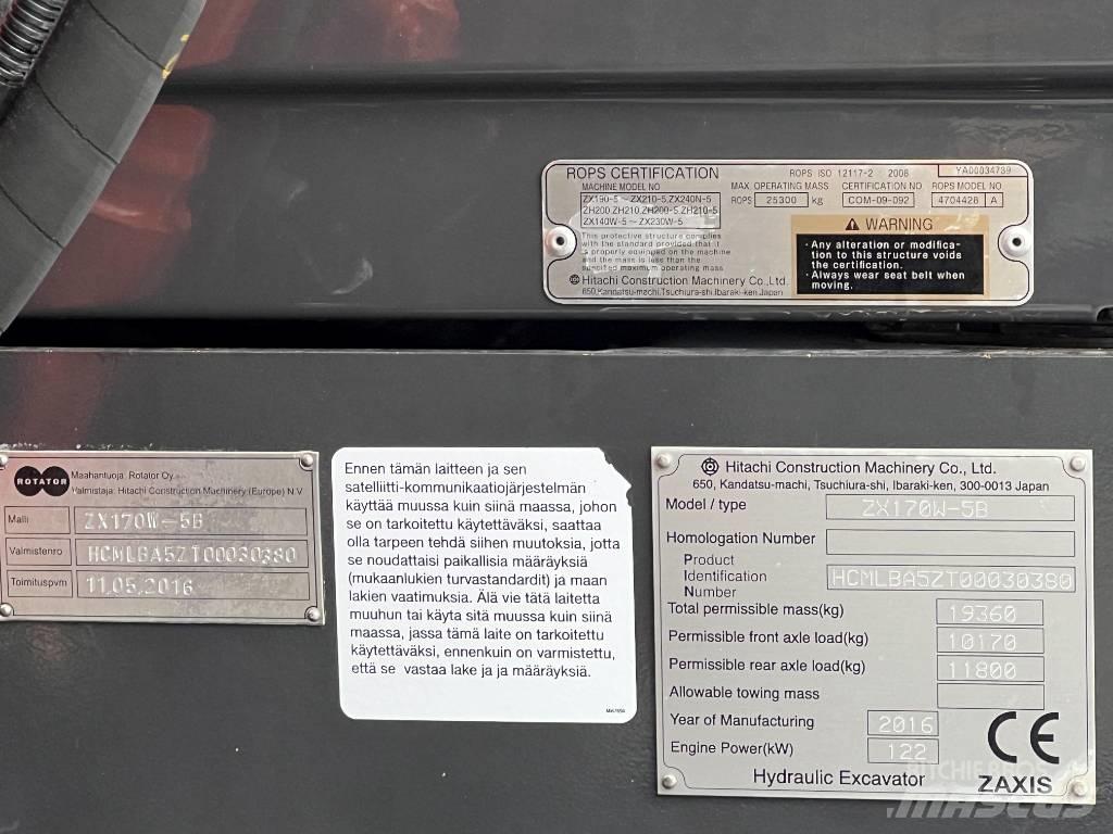 Hitachi ZX 170W-5B Колёсные экскаваторы