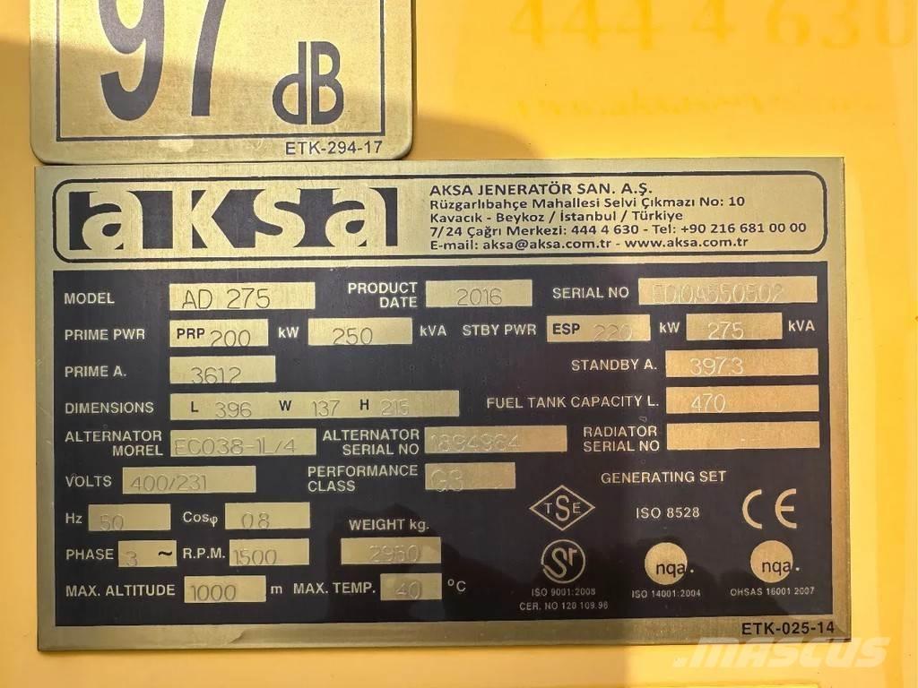 Doosan Aksa AD275 Другие генераторы