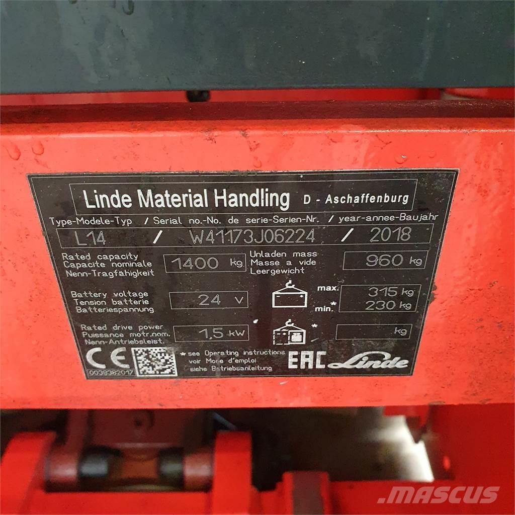 Linde L14i Ручные штабелёры с электроподъёмом