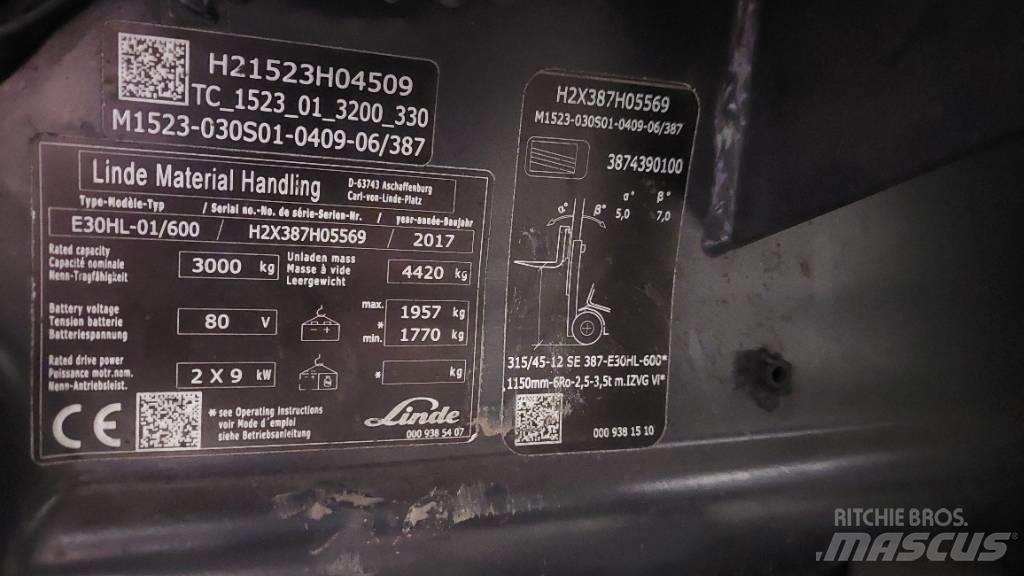 Linde E 30HL-01/600 Электропогрузчики