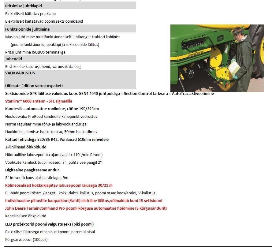 John Deere R 962i Прицепные опрыскиватели