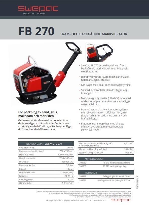 Swepac FB 270 Виброплиты и вибротрамбовки