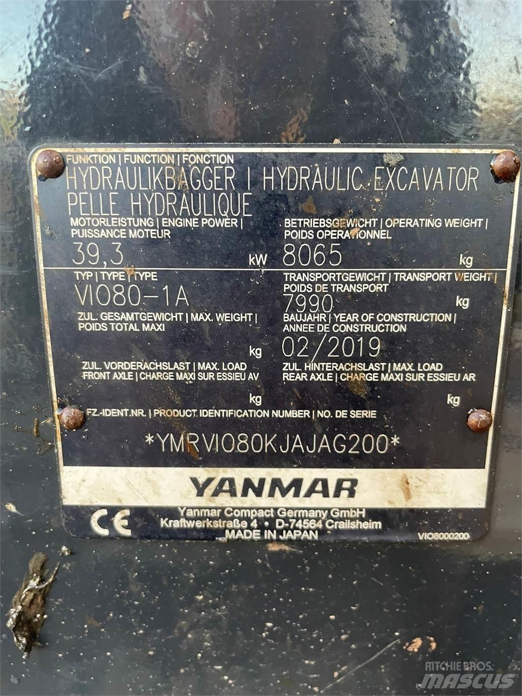 Yanmar Vio 80-1A Мини-экскаваторы
