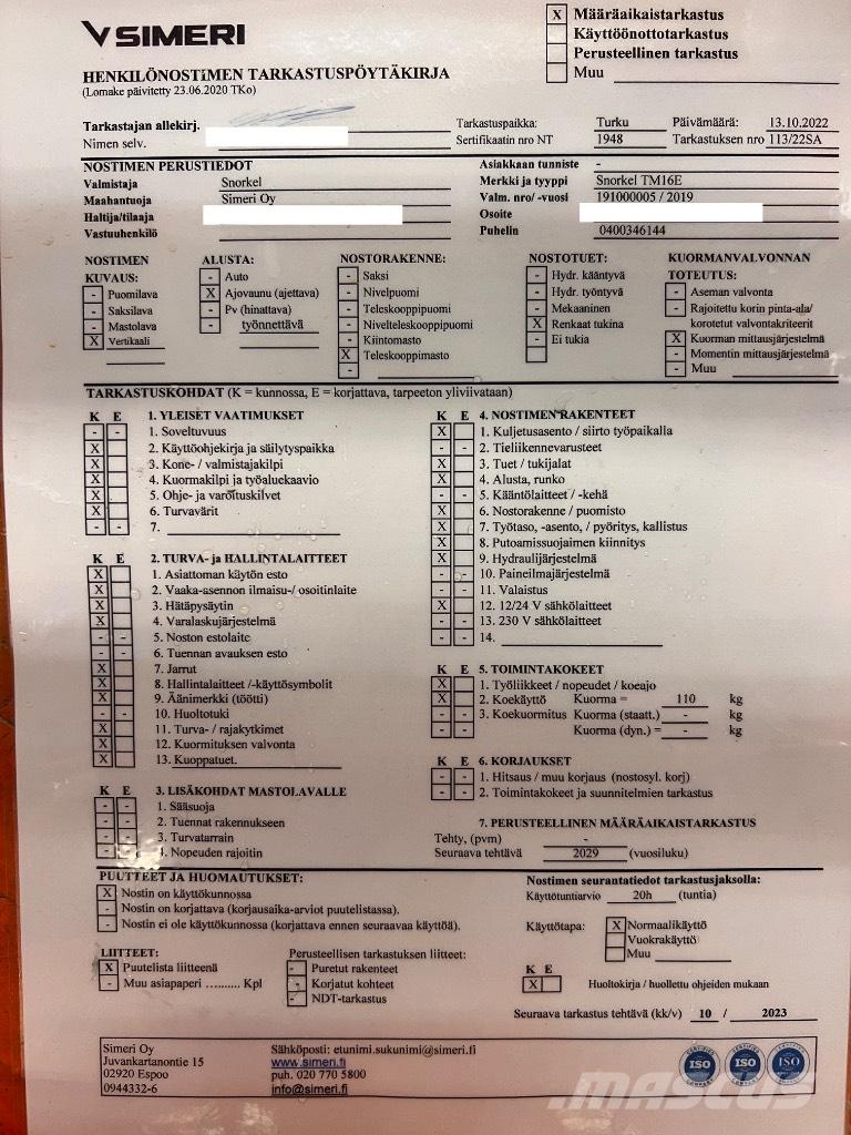 Snorkel tm 16E Ножничные подъемники
