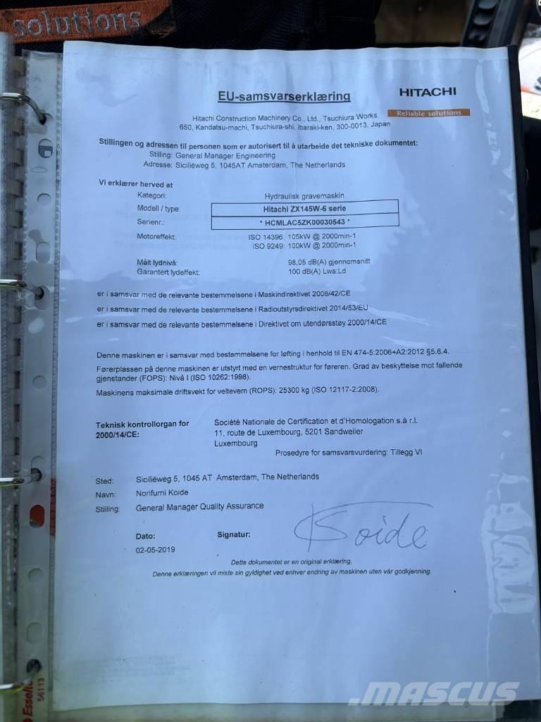 Hitachi ZX 145 W-6 Колёсные экскаваторы