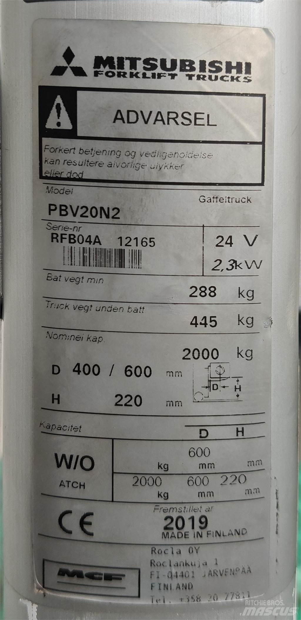 Mitsubishi PBV20N2 Другие складские механизмы