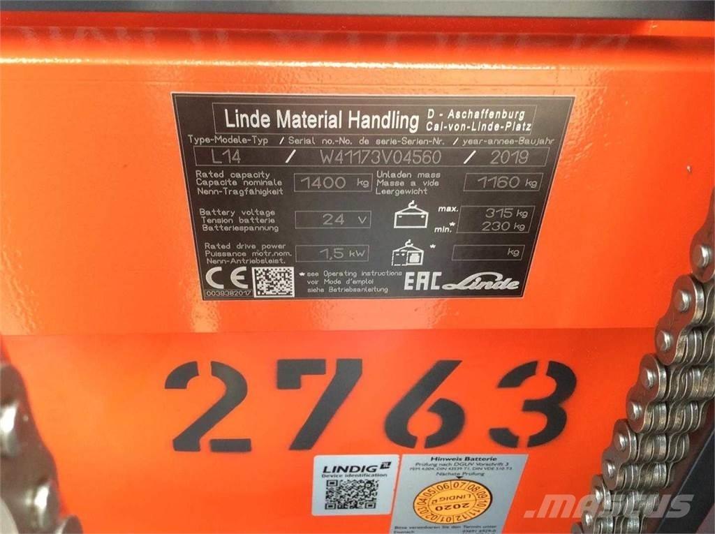 Linde L14I Самоходные электроштабелёры