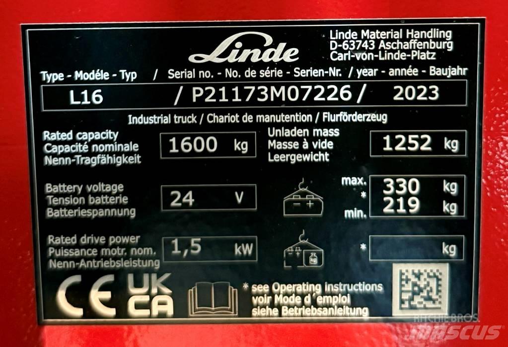 Linde L16/1173-01 Ручные штабелёры с электроподъёмом