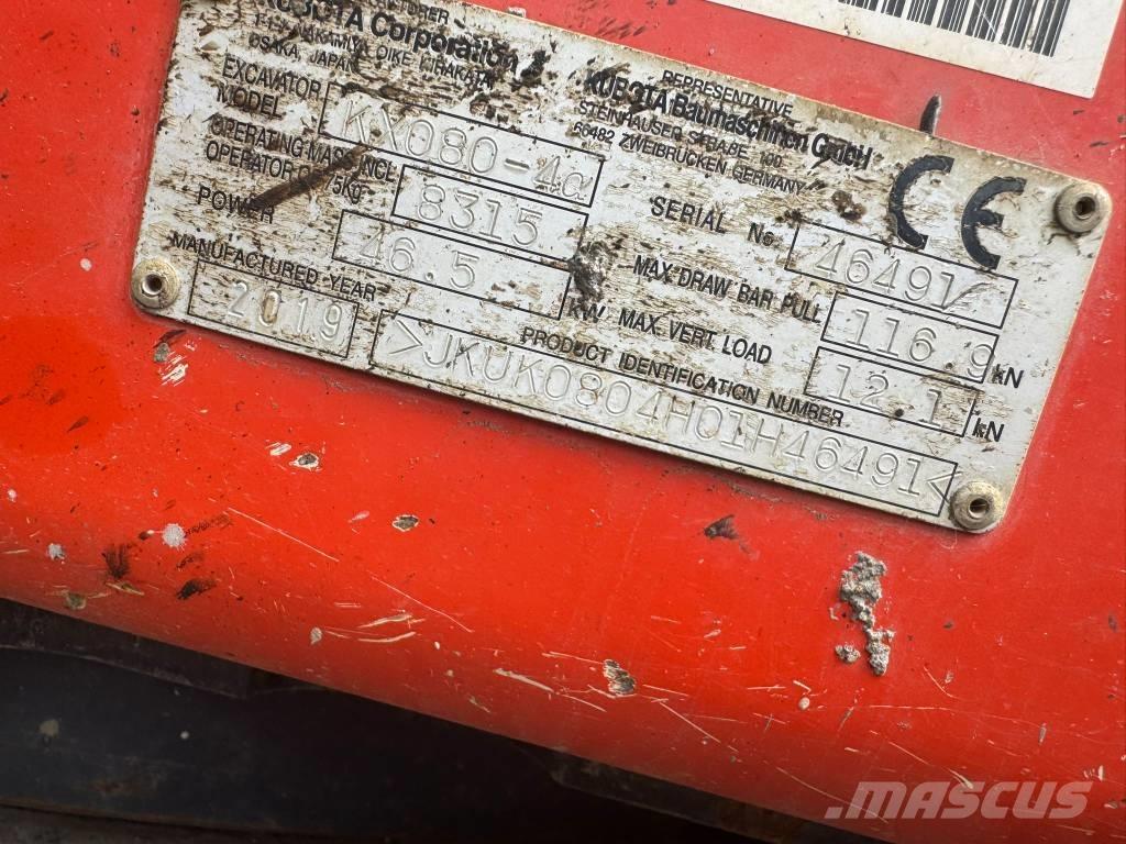 Kubota KX 080-4 Малые экскаваторы 7т-12т