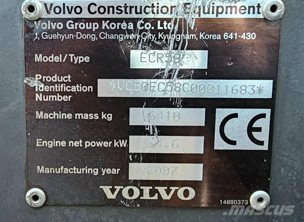 Volvo ECR 58 plus Малые экскаваторы 7т-12т