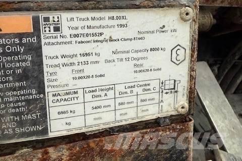 Hyster H 8.00 XL 5 Дизельные погрузчики