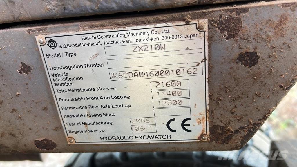 Hitachi ZX 210 W Колёсные экскаваторы