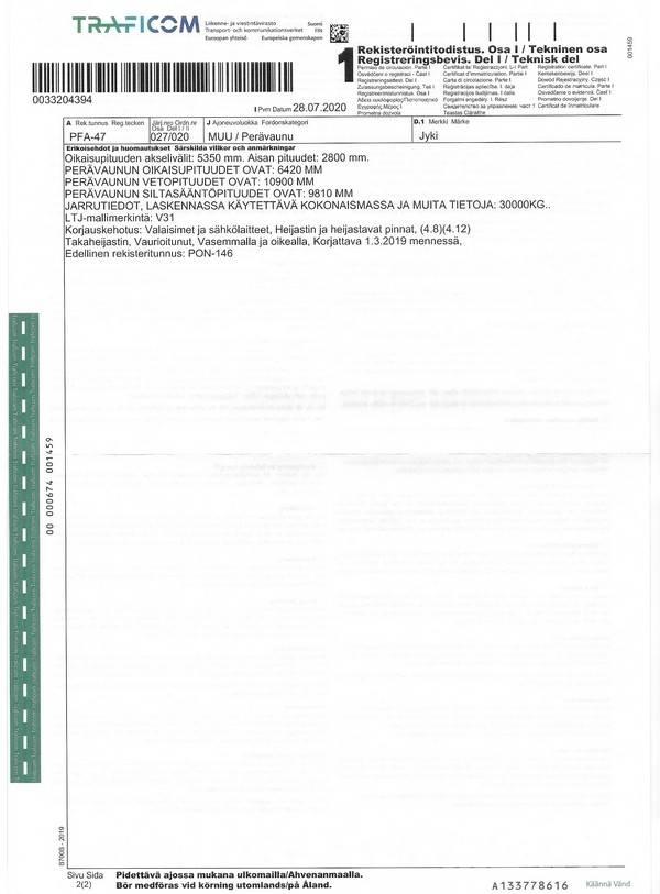 Jyki V 31 Самосвальные прицепы