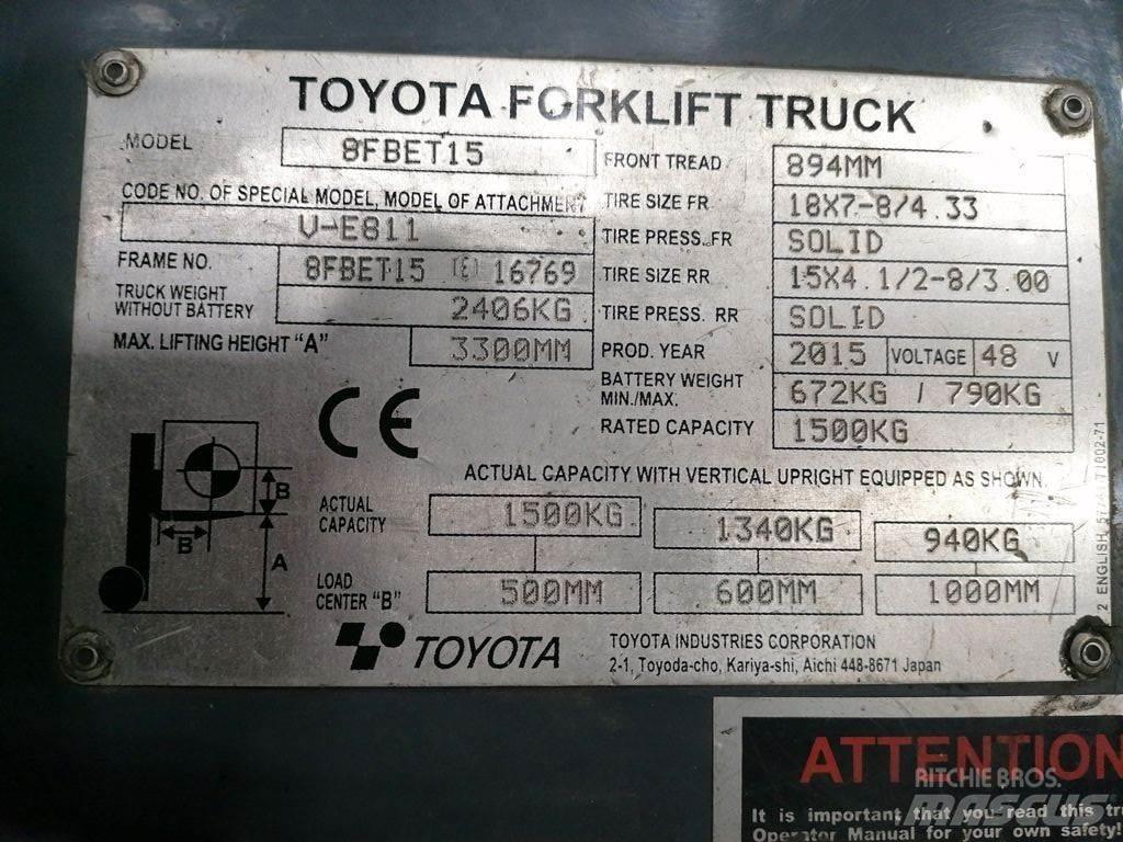 Toyota 8FBET15 Электропогрузчики