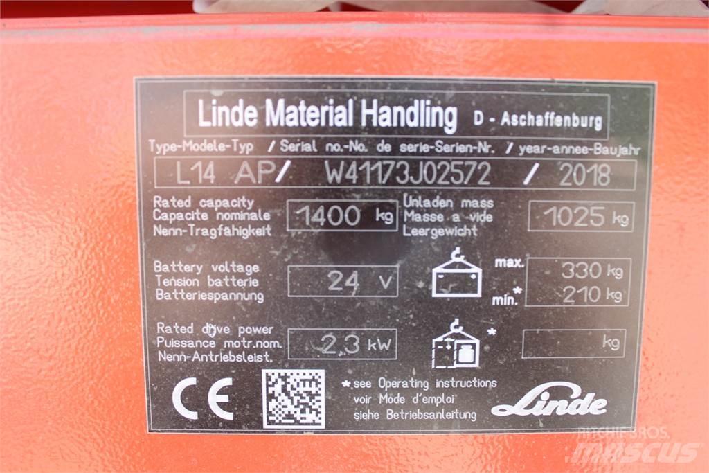 Linde L14APi Ручные штабелёры с электроподъёмом