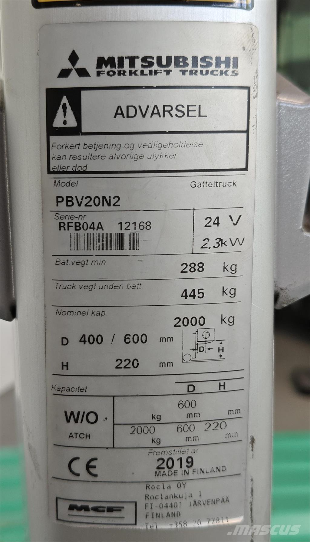 Mitsubishi PBV20N2 Электрокары