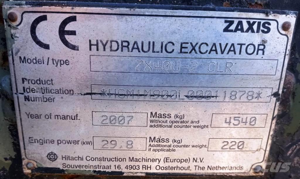 Hitachi ZX 40 U-2 Мини-экскаваторы