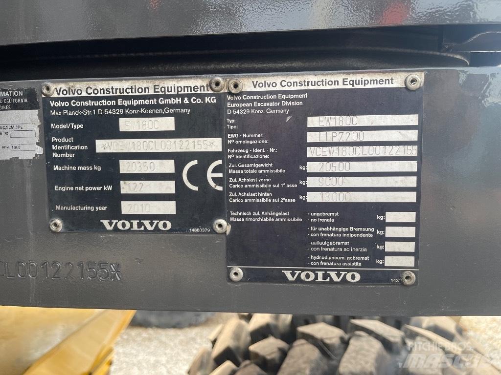 Volvo EW 180 C Колёсные экскаваторы
