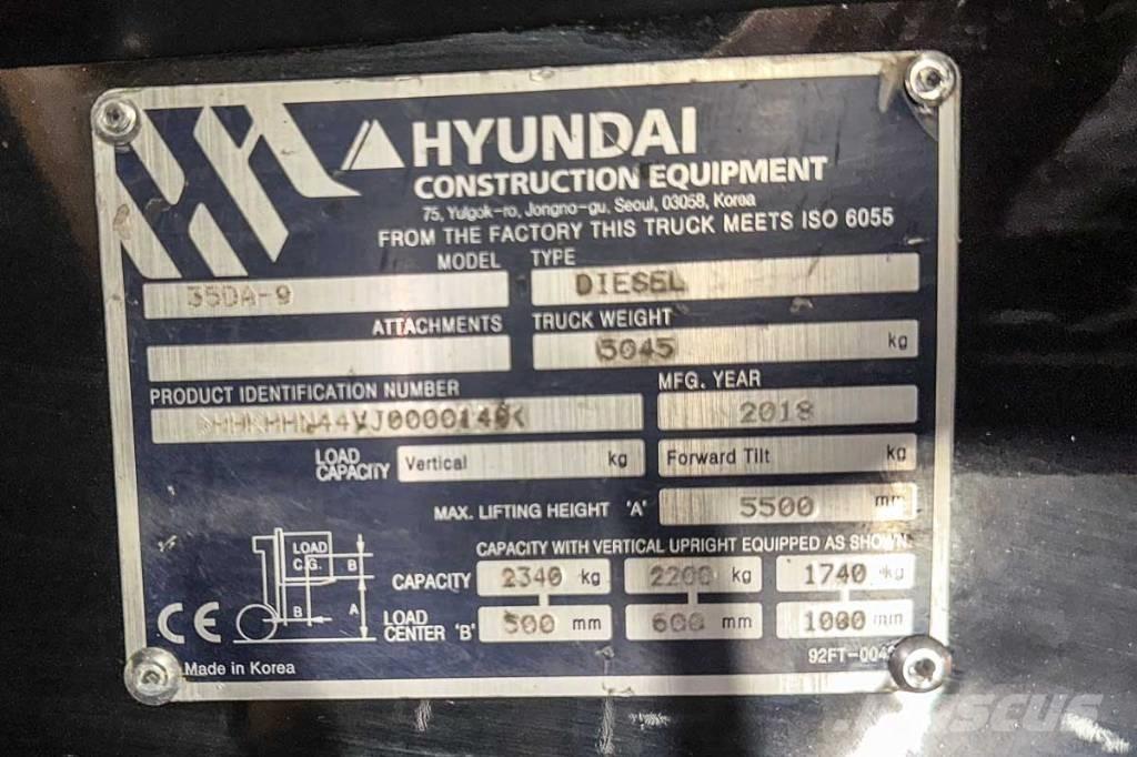 Hyundai 35 DA-9 Дизельные погрузчики