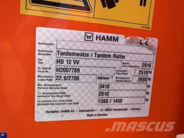 Hamm HD12 VV, Vält Катки тротуарные