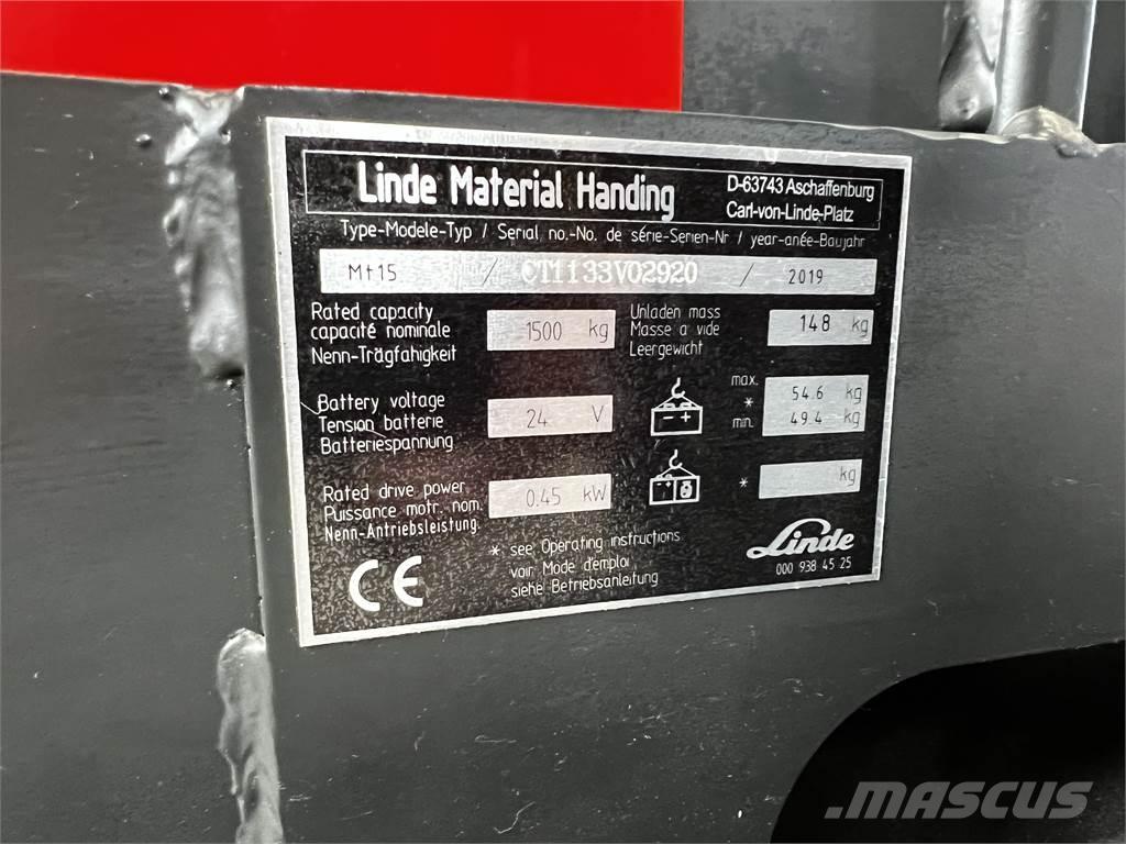 Linde MT15 Ручные штабелёры с электроподъёмом
