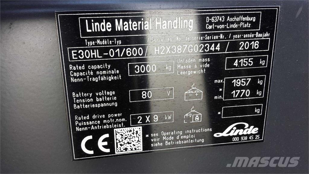 Linde E30/600HL Электропогрузчики