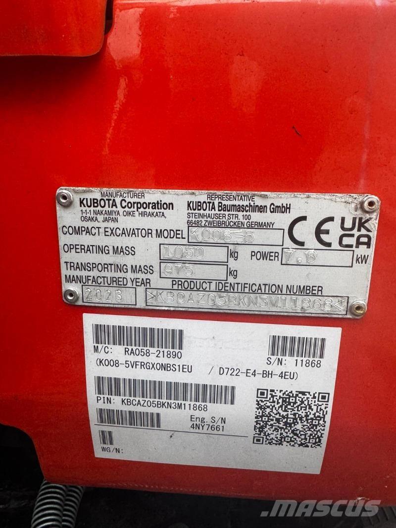 Kubota K008-5 Мини-экскаваторы